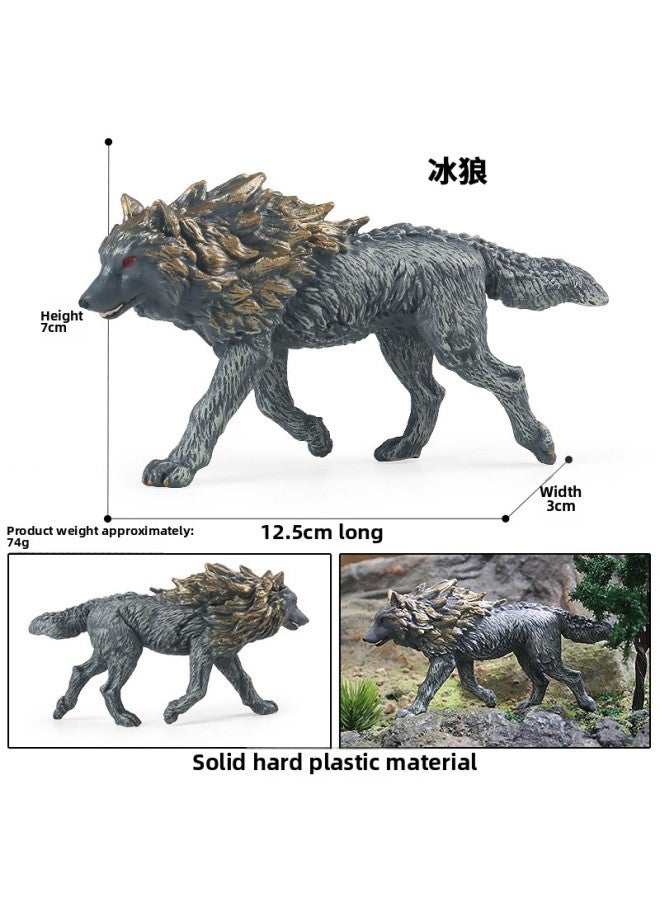 Children's Toy Solid Simulation Wild Animal Recognition Model Forest Animal Wolf Howling White Wolf Handheld Ornament-Color:M-2750 Ice Wolf - Image 1